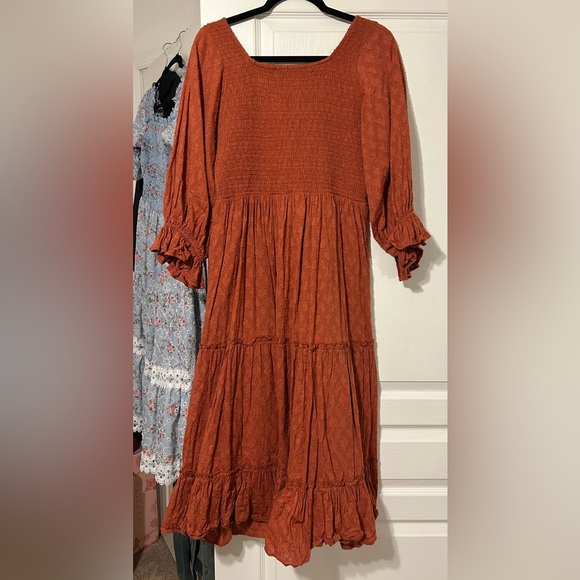 JessaKae Carefree Rust Terracotta Midi Dress - Picture 5 of 5
